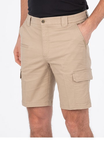Bob Spears Cargo Short, 3/4 Elastic Waist. 23 cm in-leg. - Taupe