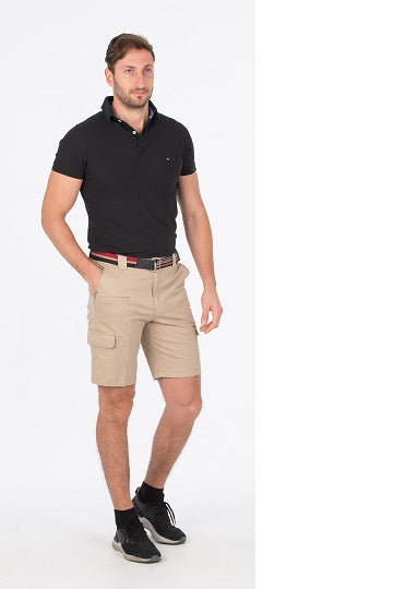 Bob Spears Cargo Short, 3/4 Elastic Waist. 23 cm in-leg. - Taupe