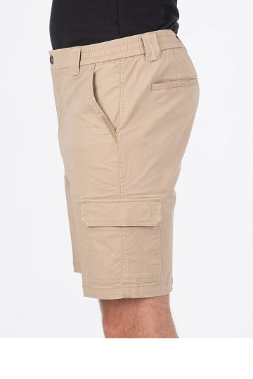 Bob Spears Cargo Short, 3/4 Elastic Waist. 23 cm in-leg. - Taupe